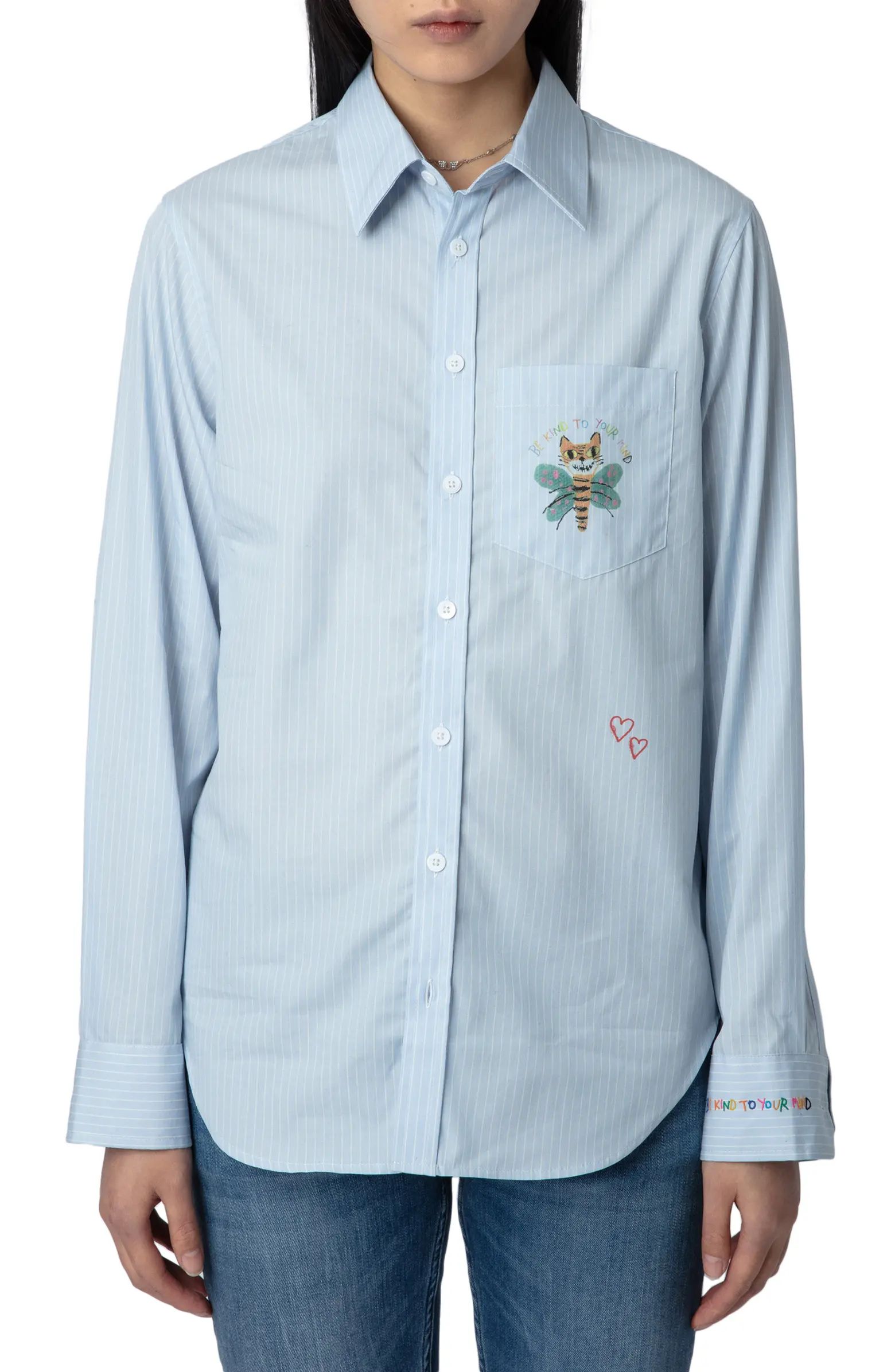 Zadig & Voltaire Taskiz Raye Stripe Button-Up Shirt | Nordstrom | Nordstrom