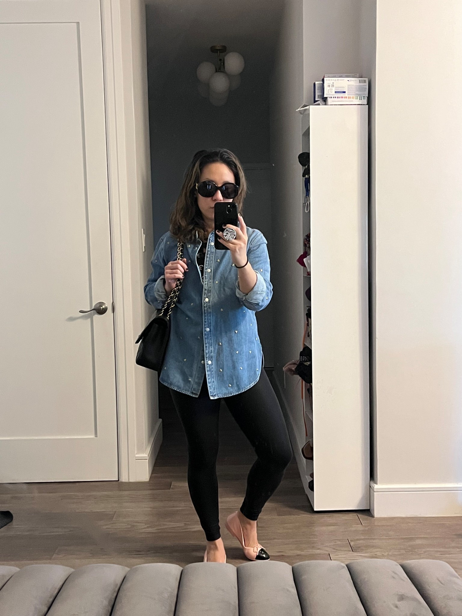 Casual Valentine’s Day outfit. This shirt has the cutest heart studs! This also works as the perfect transition to spring with a pair of shorts. Also, works as a cover-up! I’m wearing an xs. Relaxed fit. The thicker fabric can make this top double as shacket, which makes this a great layering piece!

#LTKootd #LTKdayinmylife #LTKValentine