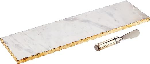 Mud Pie - 40700003 Mud Pie Marble and Gold Edge Hostess Set Serving Platter, One Size, white | Amazon (US)
