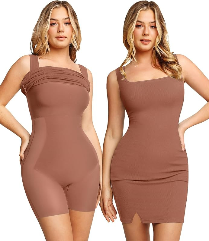 Popilush Shaper Dress Mini Slit Bodycon Built in Shapewear Bra 8 in 1 Sleeveless Slip Summer Dres... | Amazon (US)