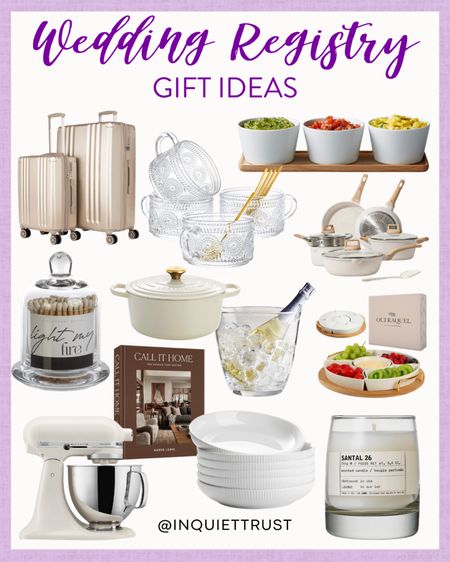 Check out these wedding registry gifts for your newlywed friend or family member: cookware set, luggage set, scented candle, and more! 
#cookingessential #travelmusthave #giftforcouples #kitchenfinds

#LTKstyletip #LTKhome #LTKSeasonal