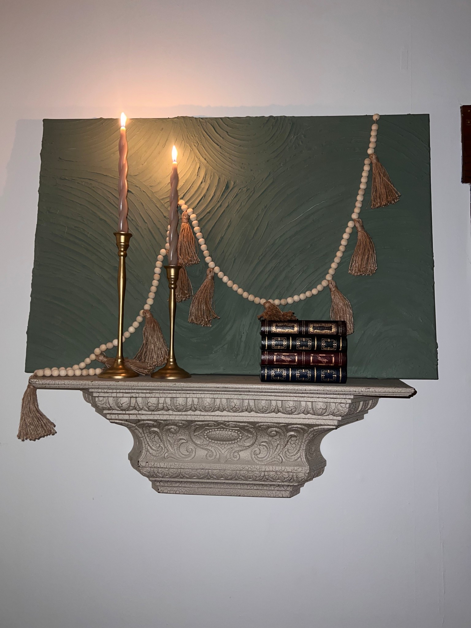 Whatever this vibe is, this is my vibe🕯️✨

The textured painting I did myself, the candle holders & the floating shelf were thrifted🤍 

#LTKHome