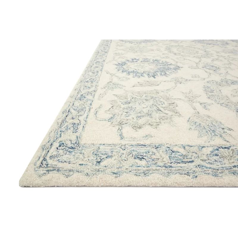 Fleshman Oriental Handmade Looped/Hooked Wool Area Rug in Ivory/Blue | Wayfair North America