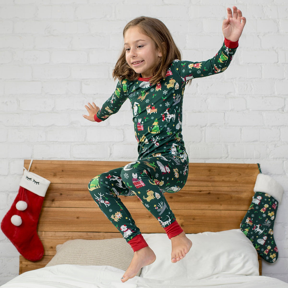Holiday Hounds Two-Piece Bamboo Viscose Pajama Set | Little Sleepies