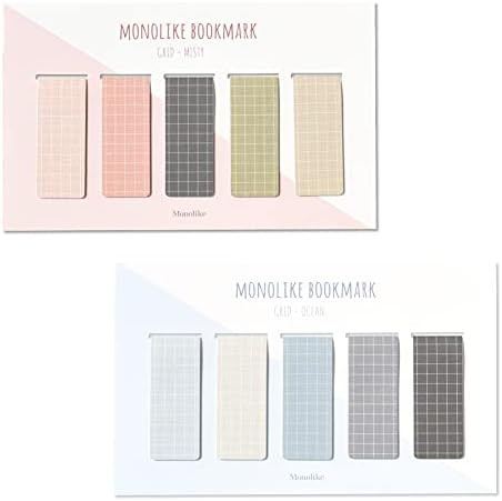 Monolike Magnetic Bookmarks Grid Ocean + Grid Misty, Set of 10 | Amazon (US)