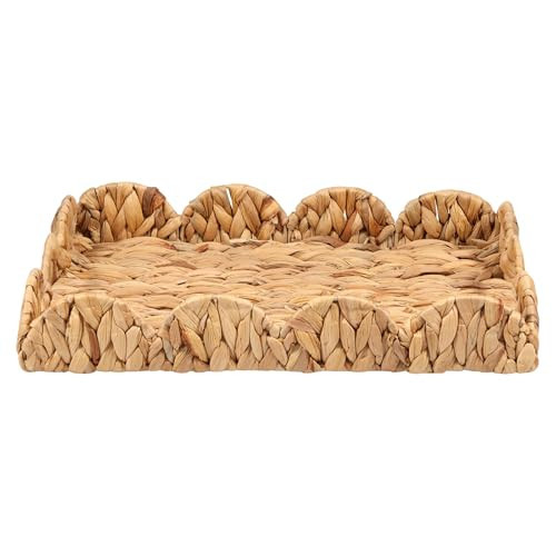 Scalloped Tray, Wicker Scalloped Edge Rectangle Serving Tray, Wicker Tray with Handles, Hand-Woven Scalloped Rattan Tray, Scallop Basket Table Décor Trays,Wicker Trays for Décor,Natural Water Hyacinth | Amazon (CA)