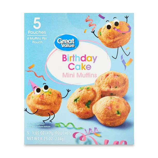 Great Value Birthday Cake Mini Muffins, 1.65 oz, 5 Count - Walmart.com | Walmart (US)