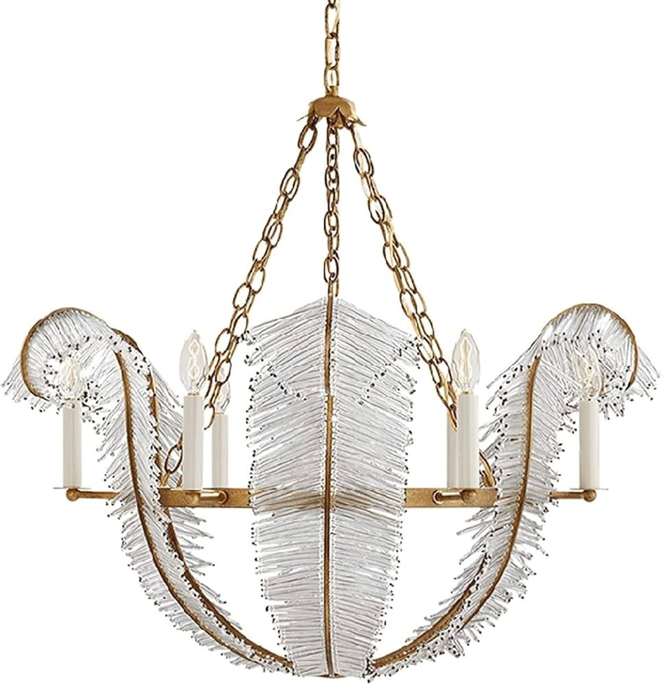 Creativity Feather Crystal Chandelier Candle Pendant Light Golden E14 Light Source Adjustable Hei... | Amazon (US)