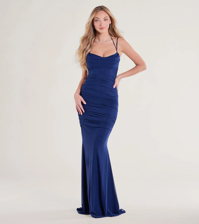 Jae Formal Mesh Ruched Mermaid Long Dress | Windsor Stores