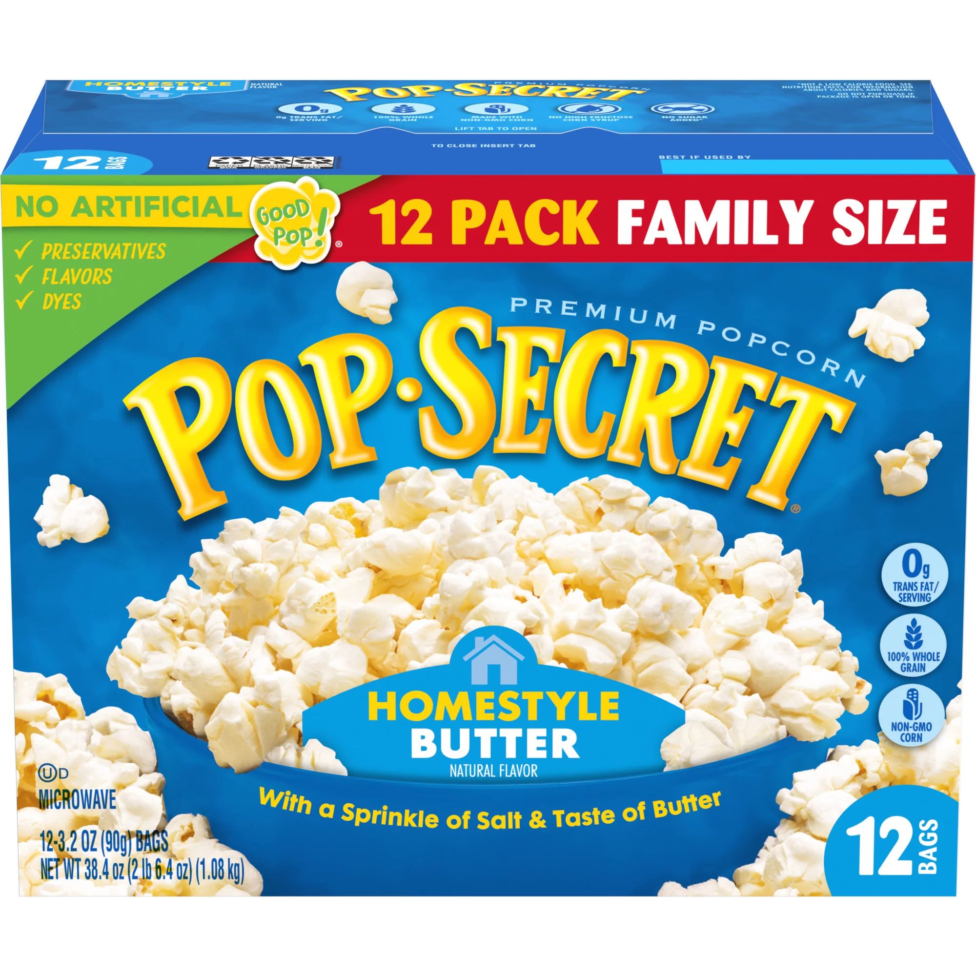 Pop Secret Microwave Popcorn, Homestyle Butter Flavor, 3.2 Oz Sharing Bags, 12 Ct - Walmart.com | Walmart (US)