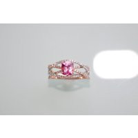 Dual Tone Pink Sapphire Ring W All Natural Accent Diamonds in 14K White & Rose Gold || Crossover Sha | Etsy (US)