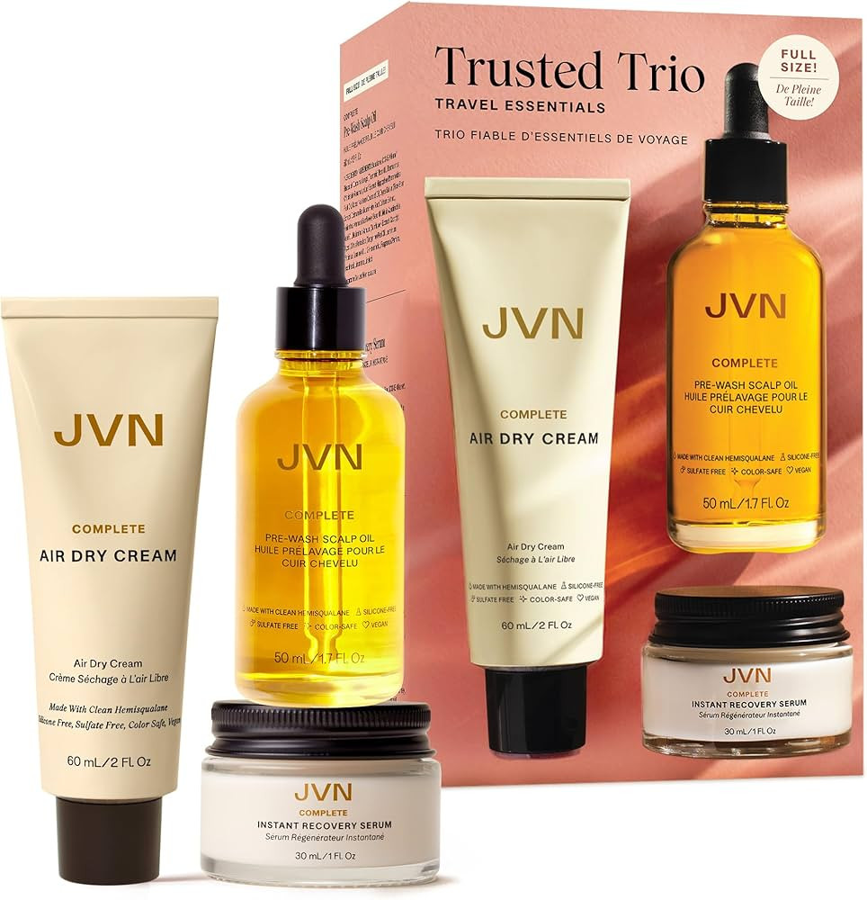 JVN Trusted Trio Travel Essentials Hair Products, Pack of 3, Includes Air Dry Cream, Instant Reco... | Amazon (US)