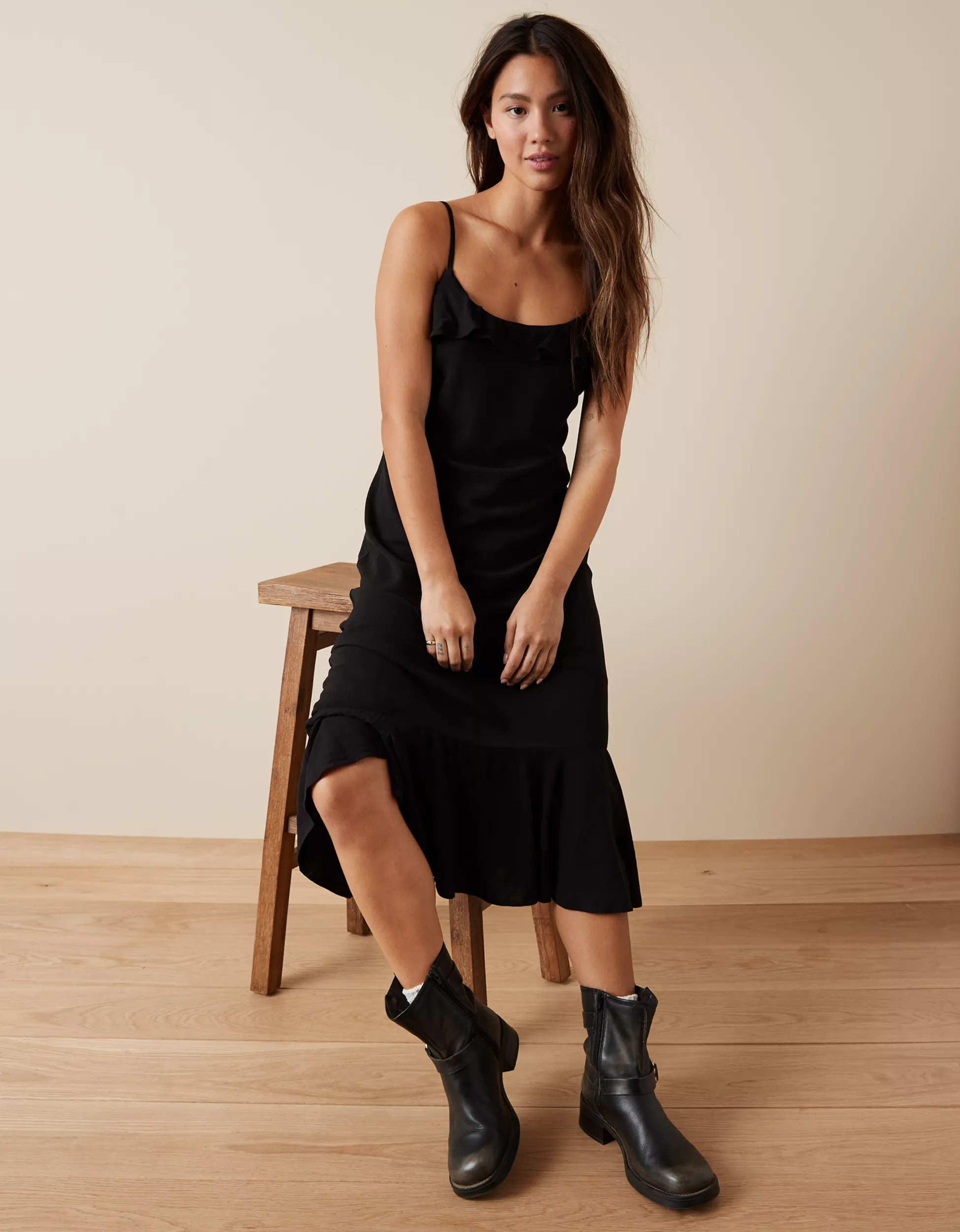 AE Ruffle Midi Dress | American Eagle Outfitters (US & CA)