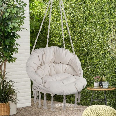PAGED Outdoor Swing Cotton Rope Porch Swing with Cushion, Thick Cotton Ropes and Firm Woven-net for Outdoor, Garden, Beige | Target