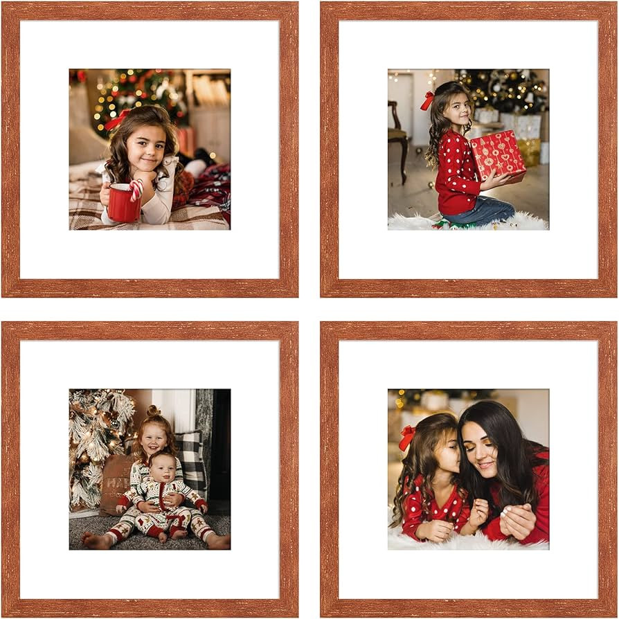 Gaevuian 8x8 Picture Frames Square Display 5X5 Photo Frame Collage with Mat,Set of 4 for Wall Han... | Amazon (US)