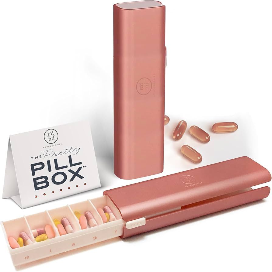 Pretty Pill Box Set - Stylish & Compact Daily Pill Organizer, Medication Pill Case, Pill Containe... | Amazon (US)
