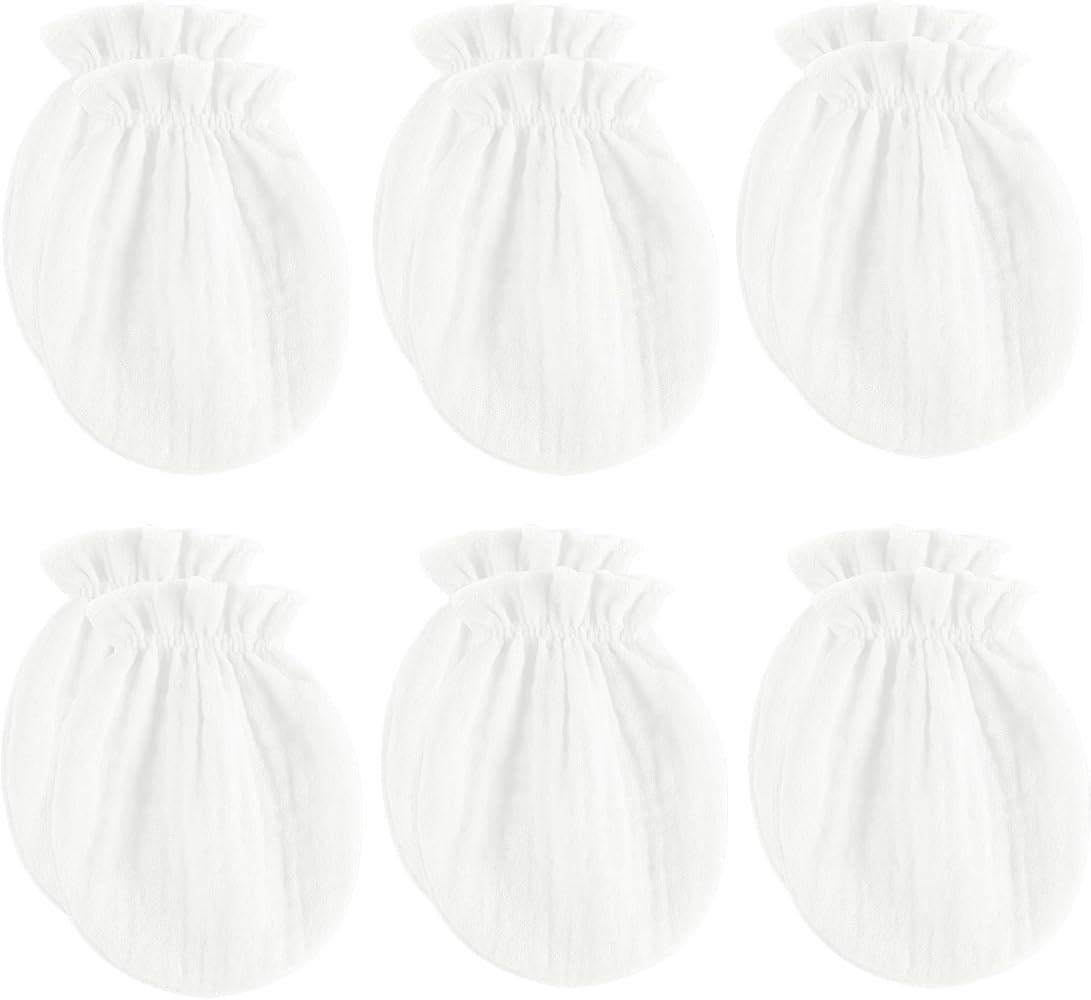 Newborn Mittens No Scratch 100% Cotton Mitts Boy Girl baby mittens 0-6 months 6 Pack | Amazon (US)
