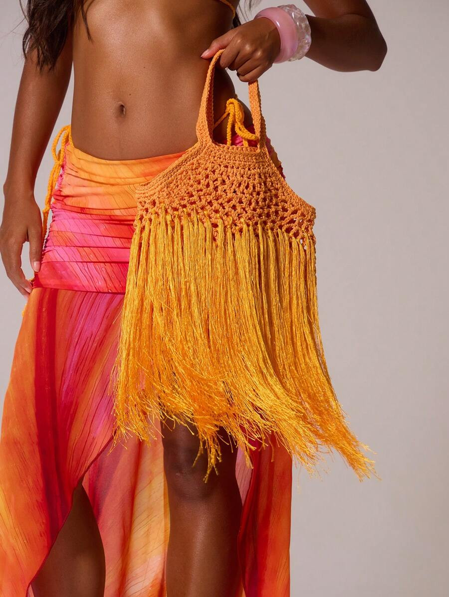 MUSERA Crochet Tassel Woven Shopper Shoulder Bag Tote Beach Bag Festival | SHEIN