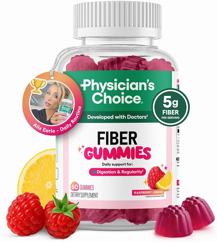 Physician's CHOICE Fiber Gummies for GLP-1 Support - No Sugar Added & Vegan - Raspberry Lemon - N... | Amazon (US)