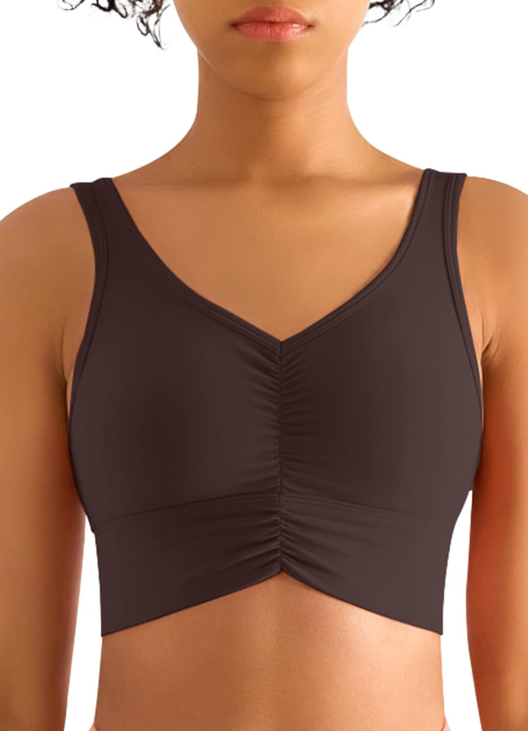 V Neck Longline Sports Bras for Women Open Back High Coverage Workout Tops Wide Straps Padded Yog... | Amazon (US)