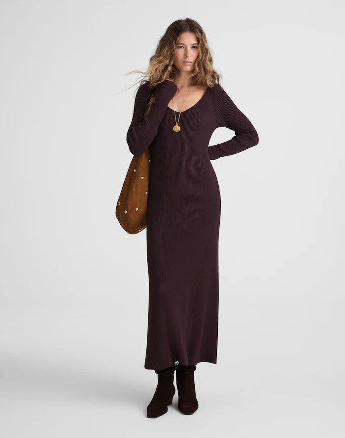 The Signature Knit V-Neck Midi Dress | Madewell