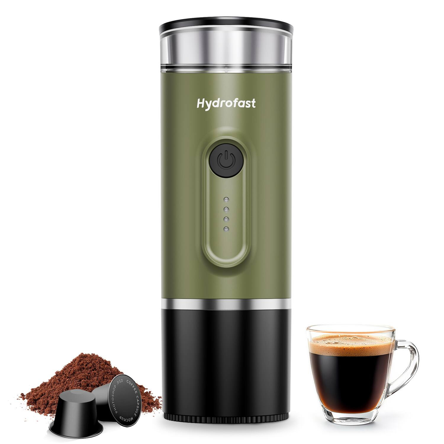Hydrofast - PO-100 Self-Heating Portable Espresso Machine - 15 Bar, 7800mAh, Ground Coffee & Capsule Compatible - Green | Best Buy U.S.