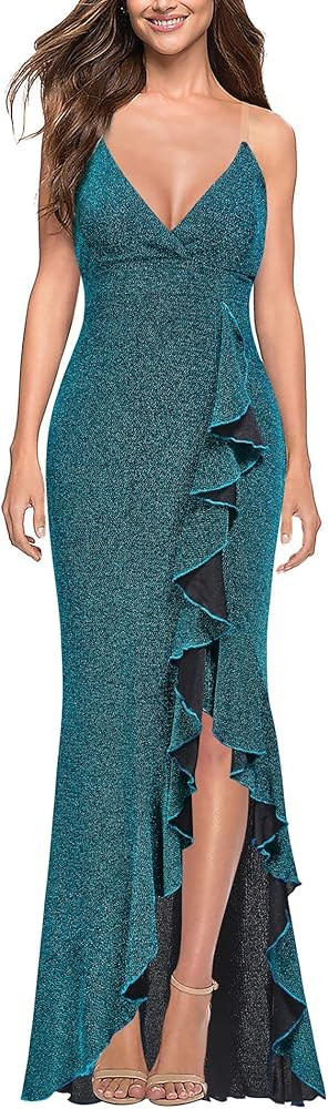 Viwenni Women's Retro V Neck Split Mermaid Formal Bridesmaid Wedding Long Dress | Amazon (US)