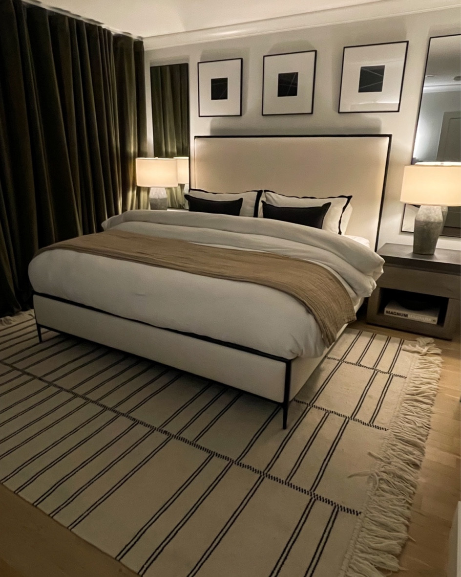 I love our contemporary primary bedroom — big into symmetry (if you can’t tell) because it promotes relaxation! Our bed is from RH but here’s a dupe that I’ve only heard great reviews on!

#LTKhome