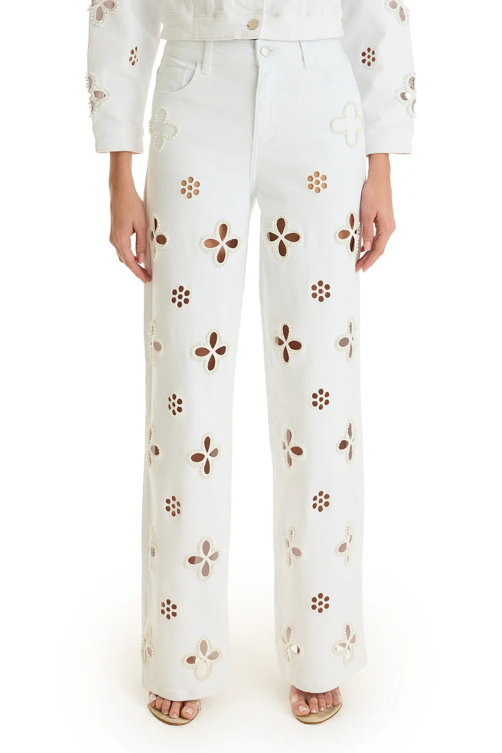 Kaia Pearl High Rise Jean - White | The Noli Shop