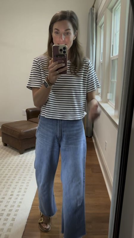 Love these Ginnie Wide Leg Jeans from ABLE. They are so lightweight and comfortable (use my code NAPTIME15) for 15% off all purchases. Jeans fit TTS and I actually cut mine 

#LTKsalealert #LTKstyletip