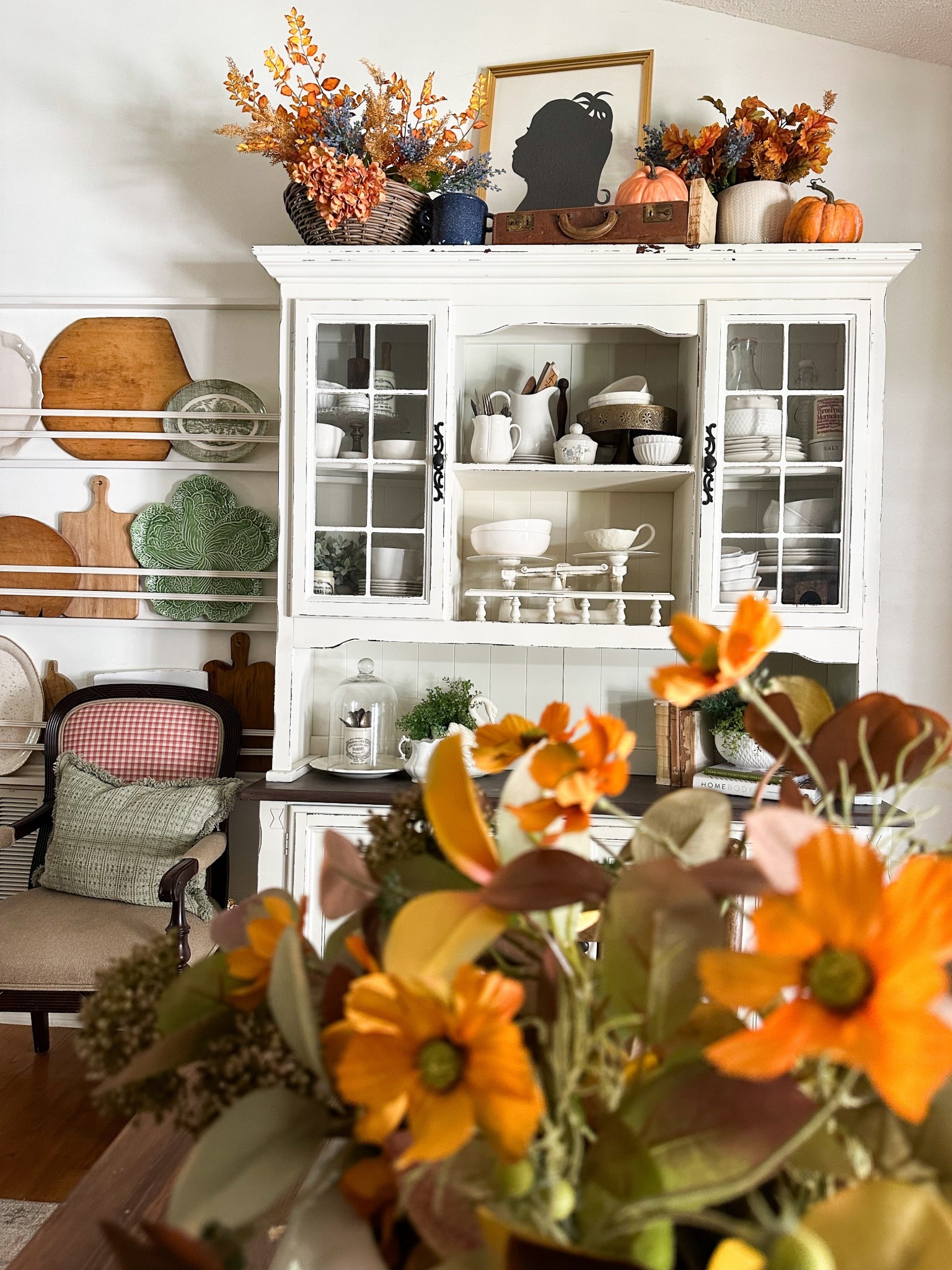 Fall tones with fall decor and pops of blue 

#LTKSeasonal #LTKHome #LTKautumn