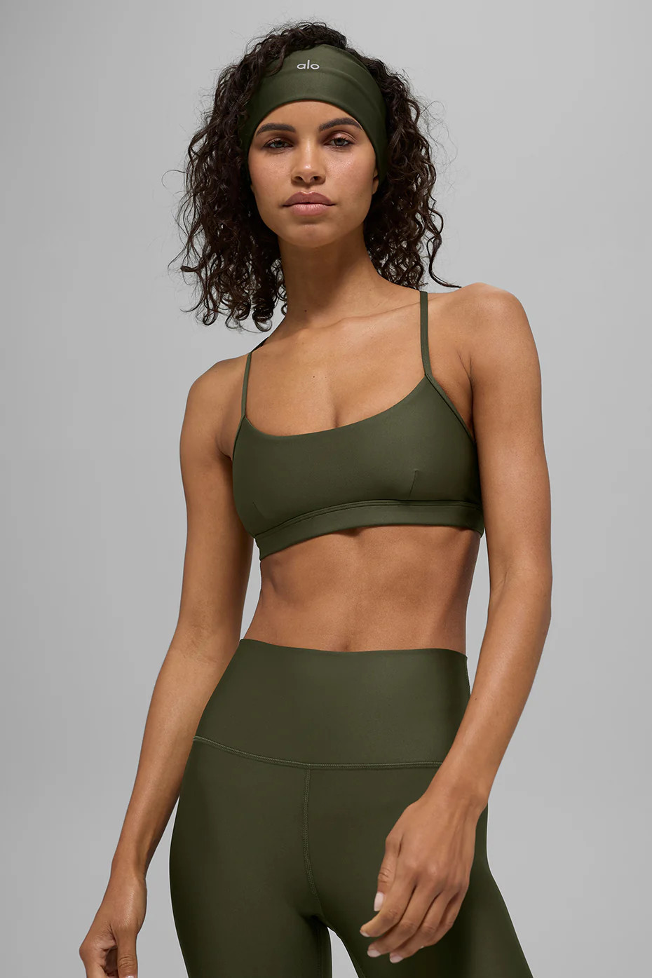 ALO | Airlift Intrigue Bra in Green Olive, Size: Small | Alo Yoga