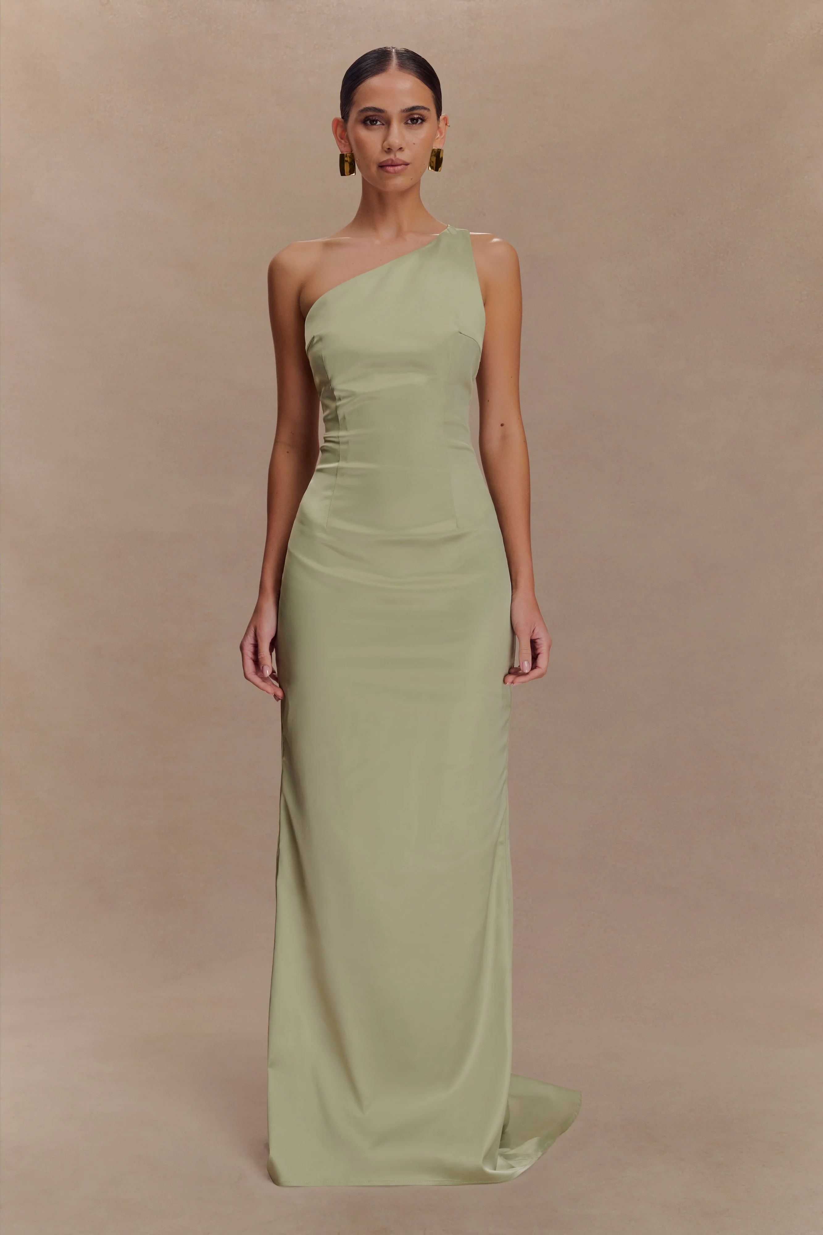 Harper One Shoulder Gown - Sage | MESHKI US