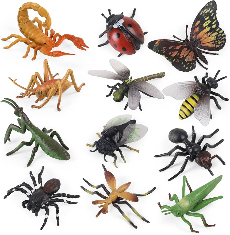 SIENON Realistic Insect Toys Figures-12Pcs Large Plastic Bugs Figurines Set with Ladybug Bee Butt... | Amazon (US)