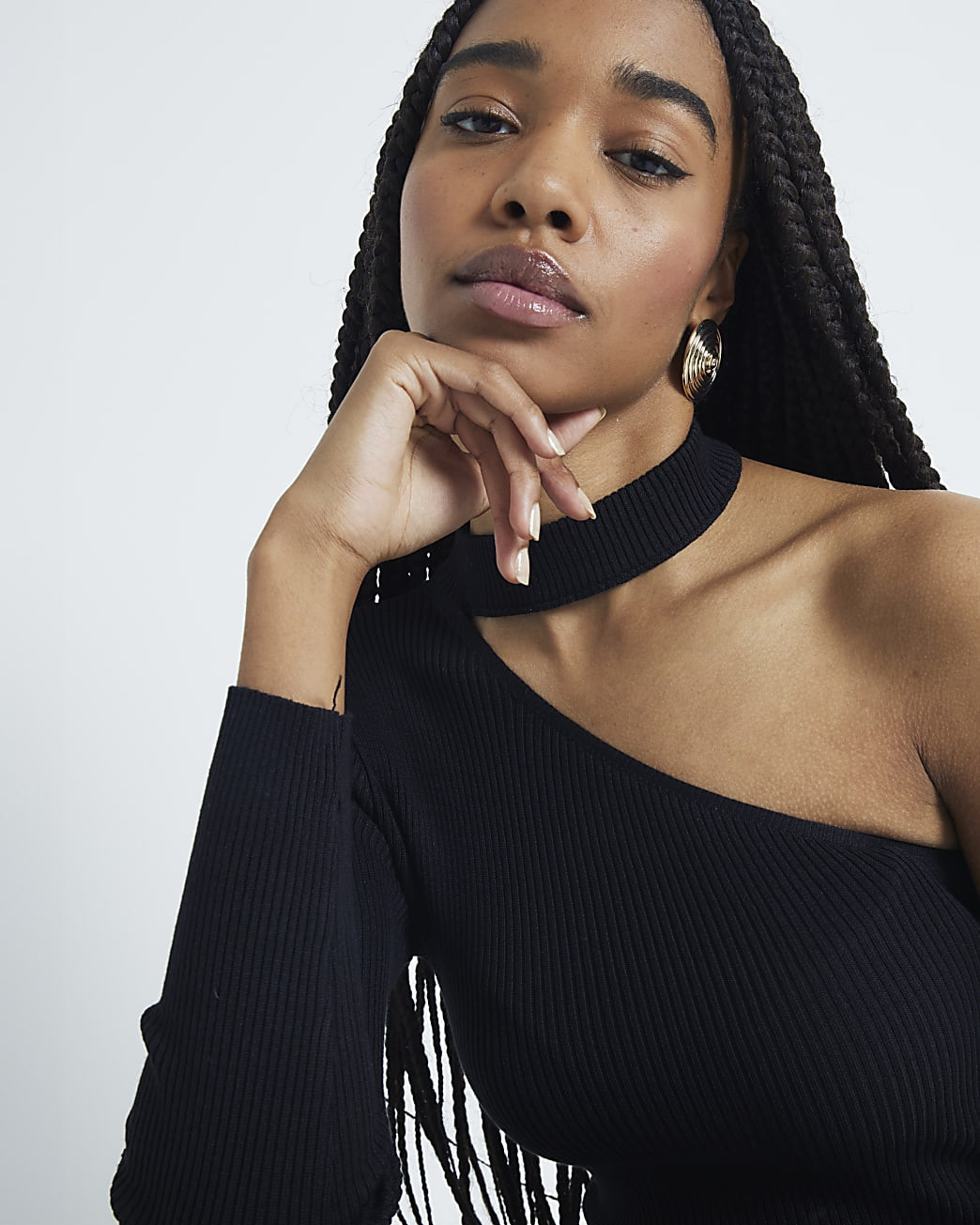 Black Asymmetric Midi Bodycon Dress | River Island UK & IE