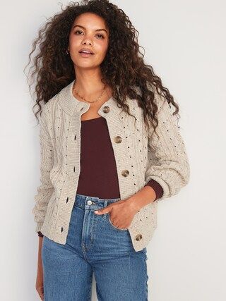 Speckled Cable-Knit Cardigan Sweater for Women | Old Navy (US)