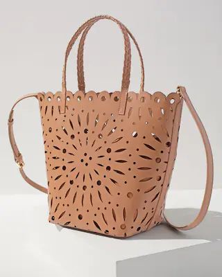 Tan Laser Cut Leather Tote | Chico's