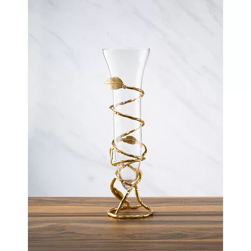 Siobhan Leaf Design Glass 2 Piece Table Vase Set | Wayfair North America