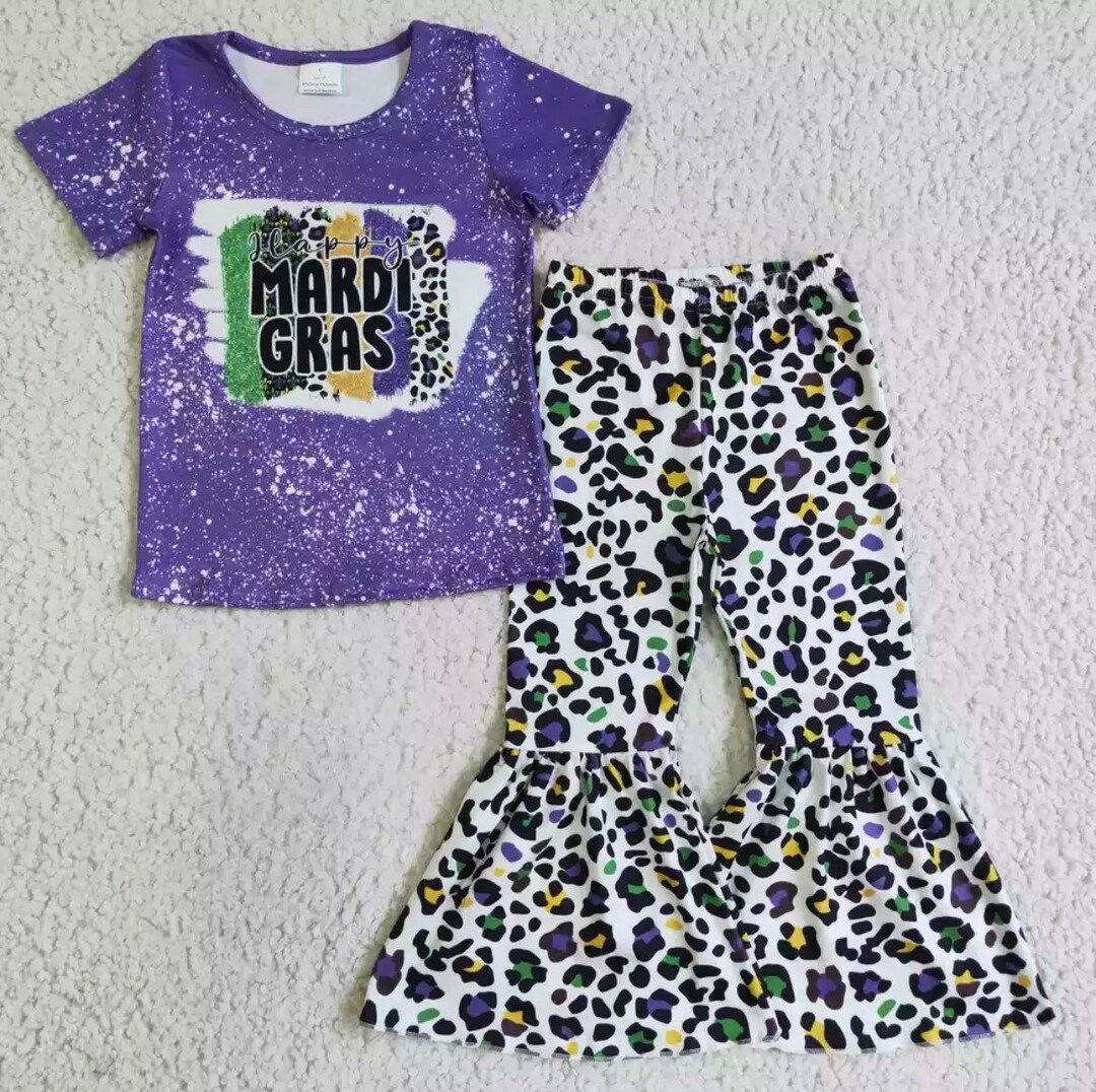 Holiday Kids Clothing Mardi Gras Girls Purple Letters Bleach - Etsy | Etsy (US)