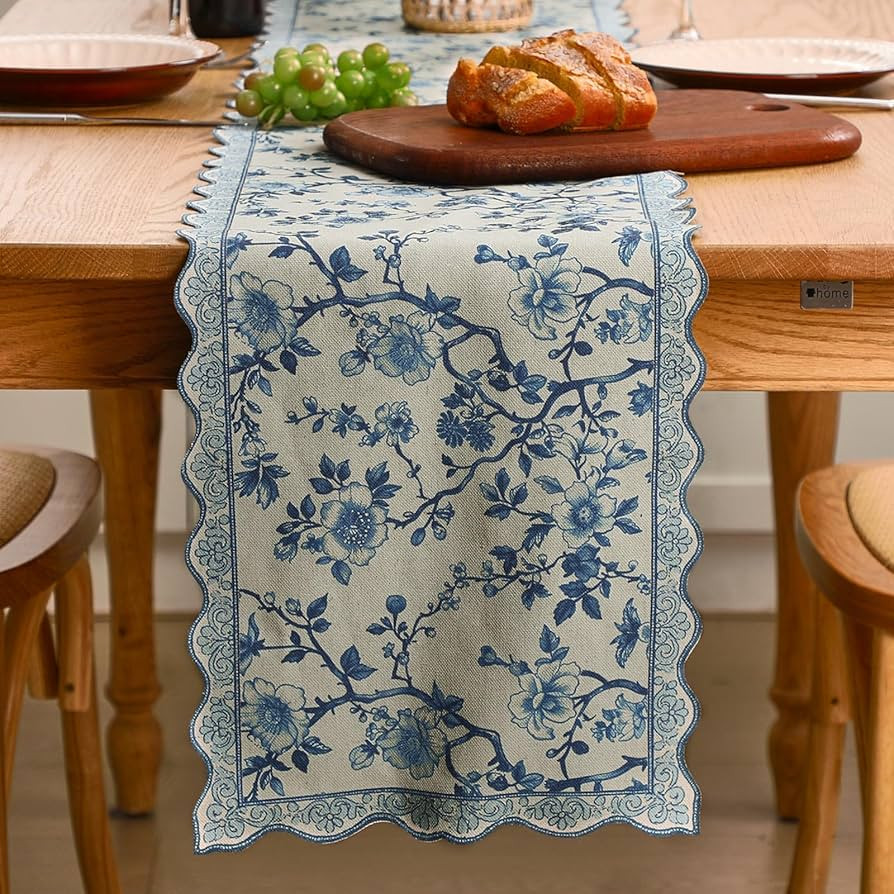 Chinoiserie Table Runner Blue and White Floral Table Runner Vintage Chinoiserie Decor Spring Deco... | Amazon (US)