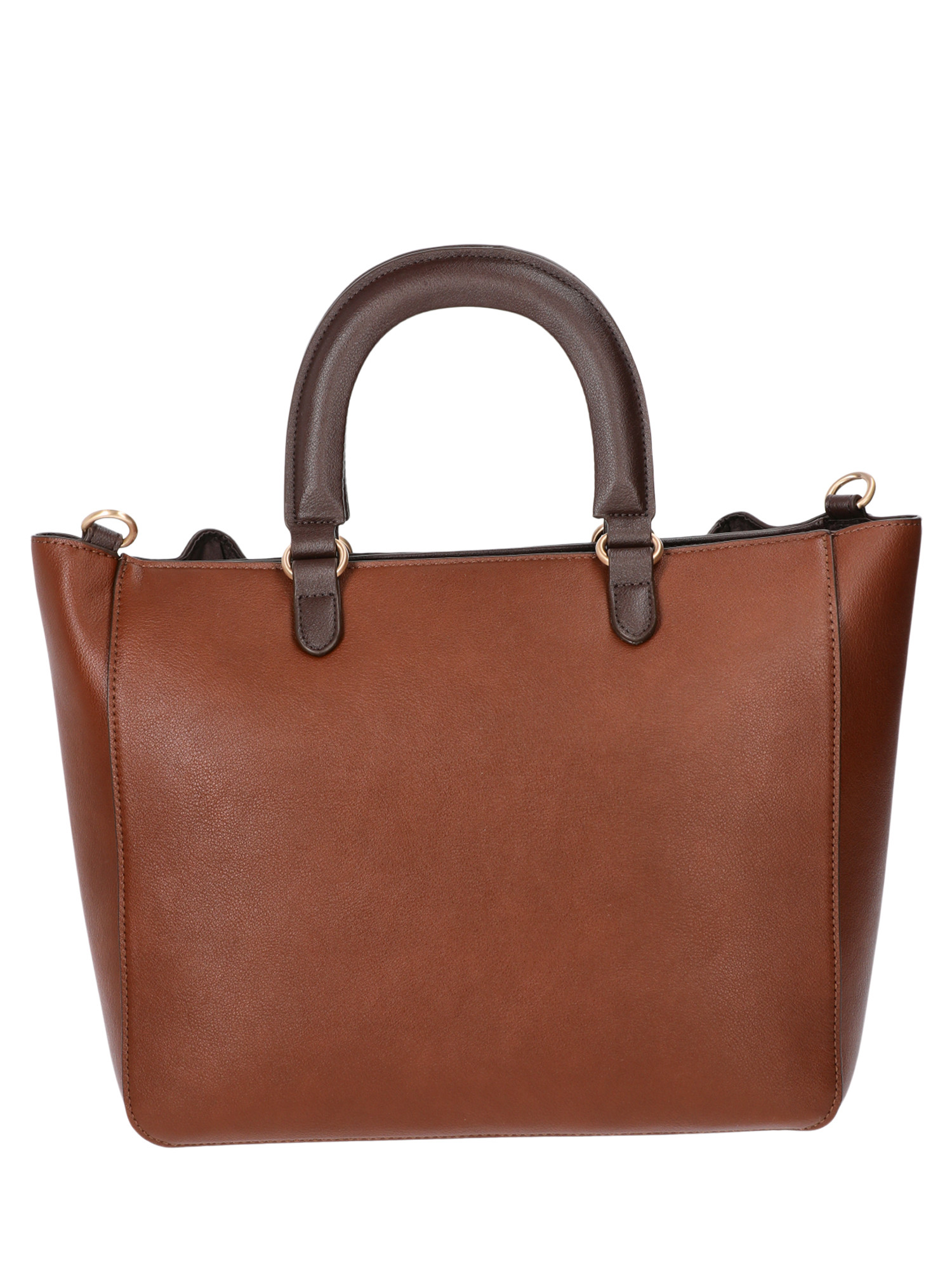 Time and Tru Women's Brynlee Faux Leather Drawstring Tote Handbag, Chestnut/Espresso - Walmart.co... | Walmart (US)