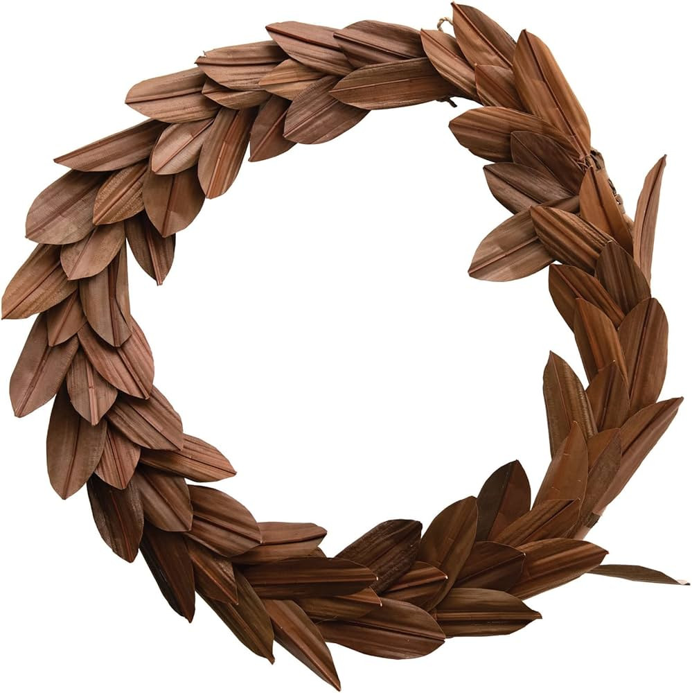 Creative Co-Op 22" Round Dried Buri Palm Leaf Wreath, Brown | Amazon (US)