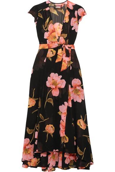 Reformation - Floral-print Georgette Wrap Dress - Black | NET-A-PORTER (US)