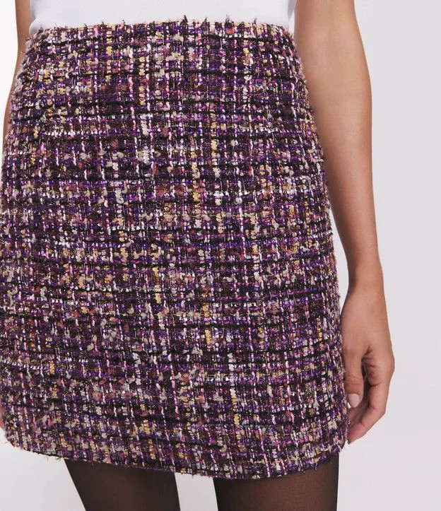Saia Curta em Tweed com Zíper nas Costas e Estampa Xadrez Multicores - Lojas Renner | Renner (BR)