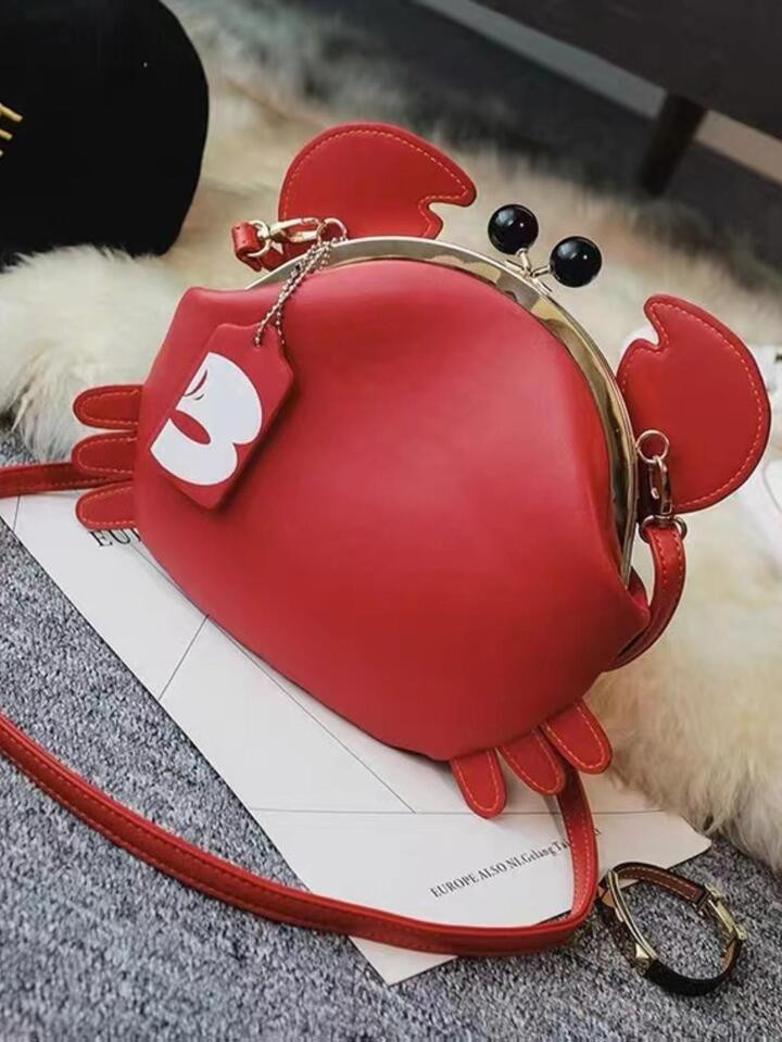 Cartoon Crab Design Novelty Bag Cute Kiss Lock Crossbody Bag , Pefect Best Funny Novelty & Gag Gifts | SHEIN