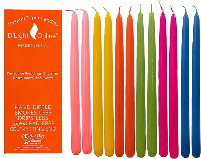 D'light Online Elegant Seasonal Summer Taper Candles Premium Quality- Unscented, Hand-Dipped, Dri... | Amazon (US)