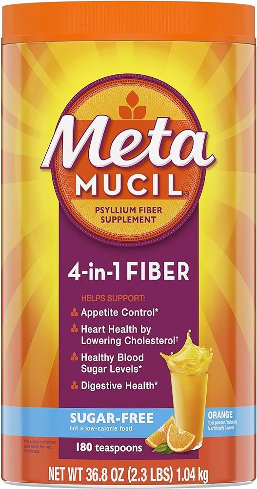 Metamucil, Daily Psyllium Husk Powder Supplement, Sugar-Free Powder, 4-in-1 Fiber for Digestive H... | Amazon (US)