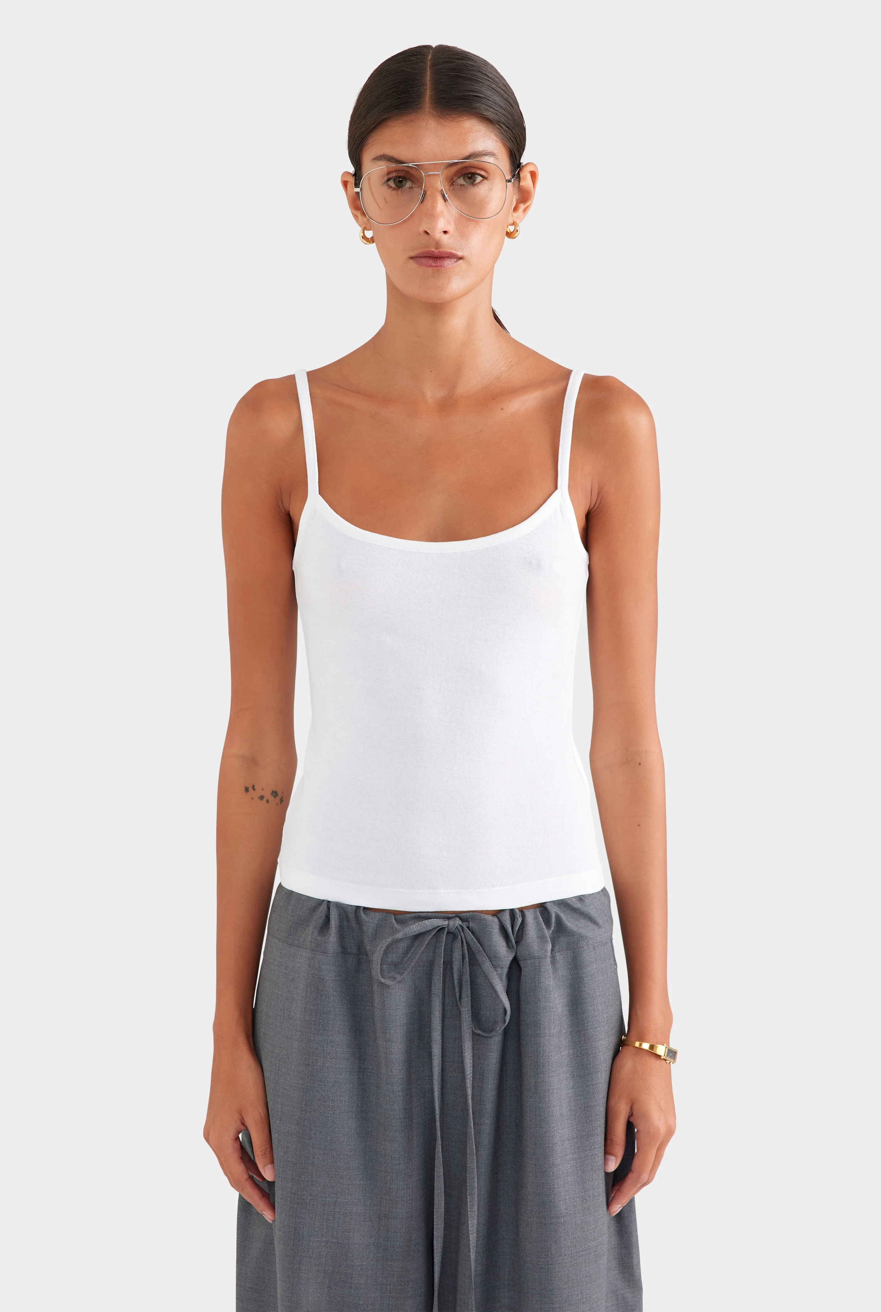Cotton Rib Cami White | Venroy | Venroy AU
