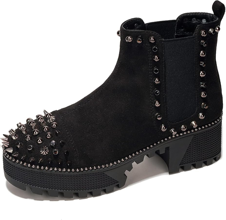 Cape Robbin Women's Platform Combat Boots Pull-on Ankle Booties, Studded Goth Punk Boots with Spi... | Amazon (US)