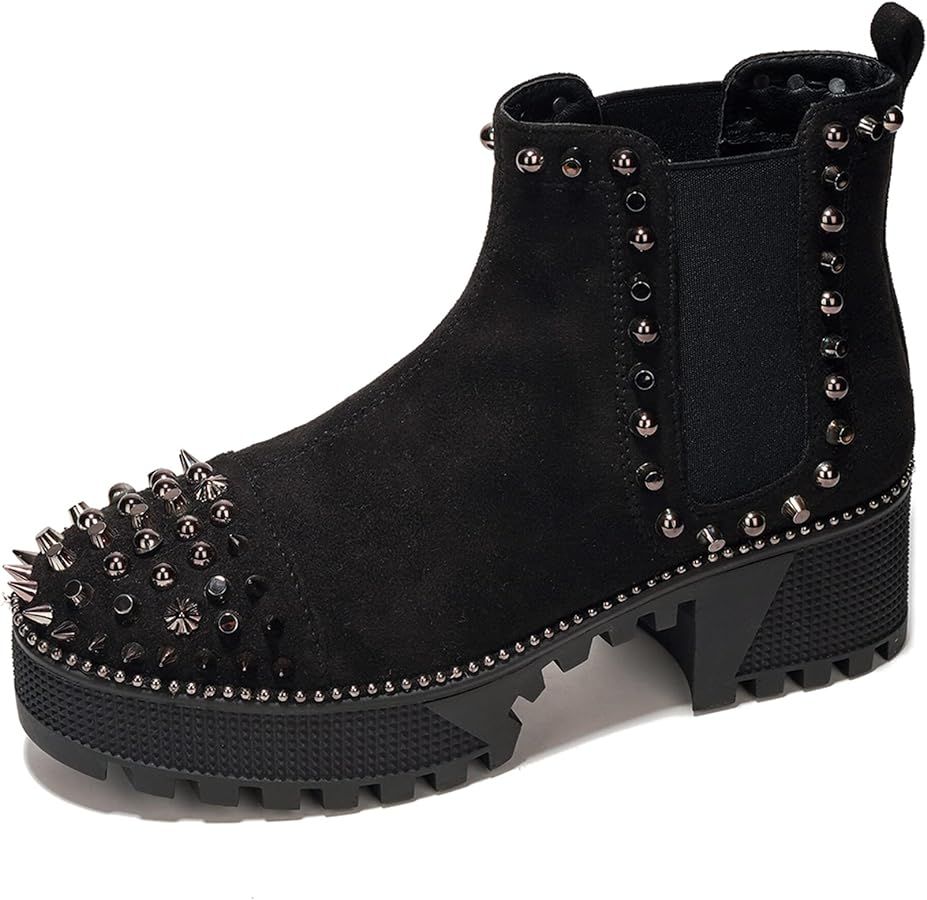 Cape Robbin Spiky Pull On Womens Combat Boots - Women's Ankle Boots and Booties - Studded Platfor... | Amazon (US)